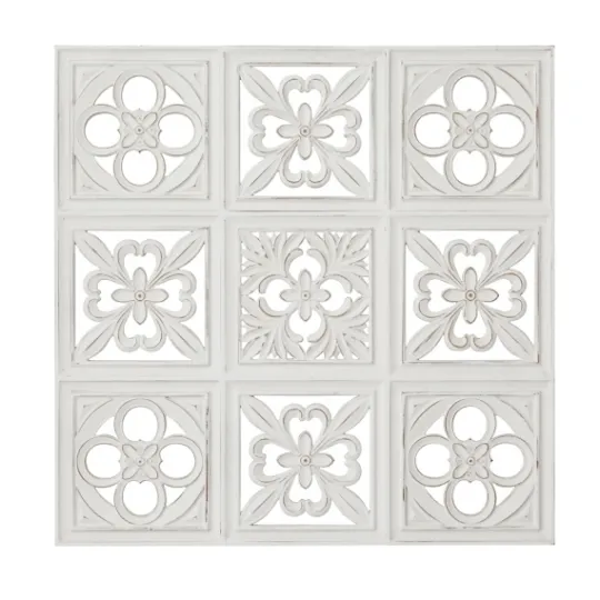 Kirkland's Home Distressed Carved Wood Floral Wall Plaque- Wall Plaques