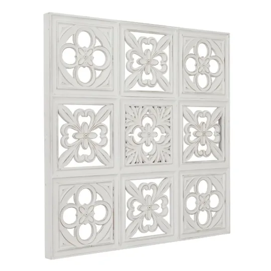 Kirkland's Home Distressed Carved Wood Floral Wall Plaque- Wall Plaques