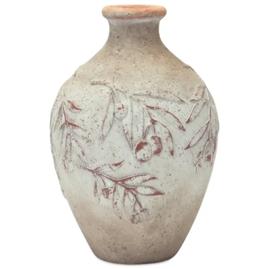 Kirkland's Home Distressed Cream Foliage Vases, Set Of 2- Vases