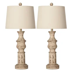 Kirkland's Home Distressed Cream Table Lamps, Set Of 2- Table Lamps