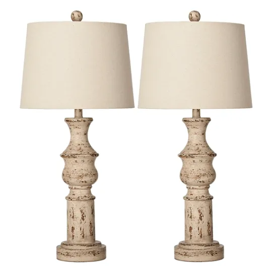Kirkland's Home Distressed Cream Table Lamps, Set Of 2- Table Lamps