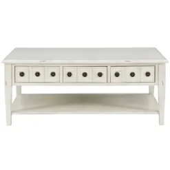 Kirkland's Home Distressed Cream Wood 3-Drawer Coffee Table- Coffee Tables