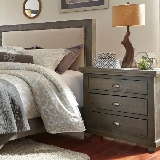 Kirkland's Home Distressed Dark Wooden Willow Nightstand- Nightstands
