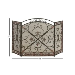Kirkland's Home Distressed Fleur De Lis Three-Panel Fire Screen- Fireplace Accessories