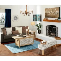 Kirkland's Home Distressed Fleur De Lis Three-Panel Fire Screen- Fireplace Accessories