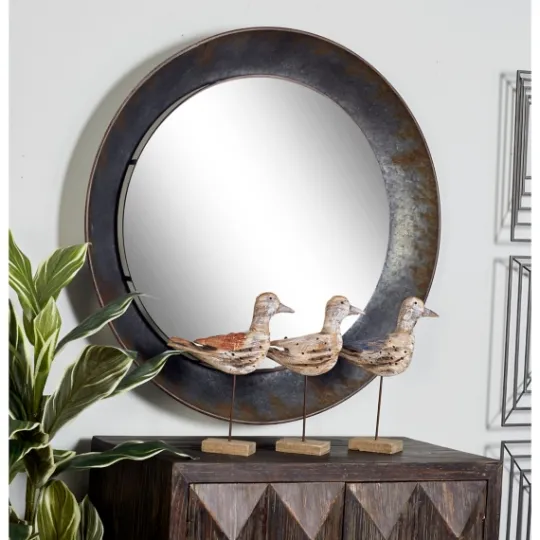 Kirkland's Home Distressed Galvanized Curved Framed Mirror- Framed Mirrors
