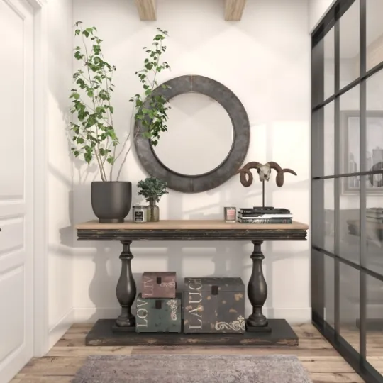 Kirkland's Home Distressed Galvanized Curved Framed Mirror- Framed Mirrors