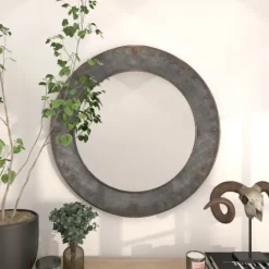 Kirkland's Home Distressed Galvanized Curved Framed Mirror- Framed Mirrors