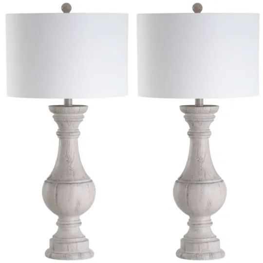 Kirkland's Home Distressed Ivory Faux Wood Table Lamps, Set Of 2- Table Lamps