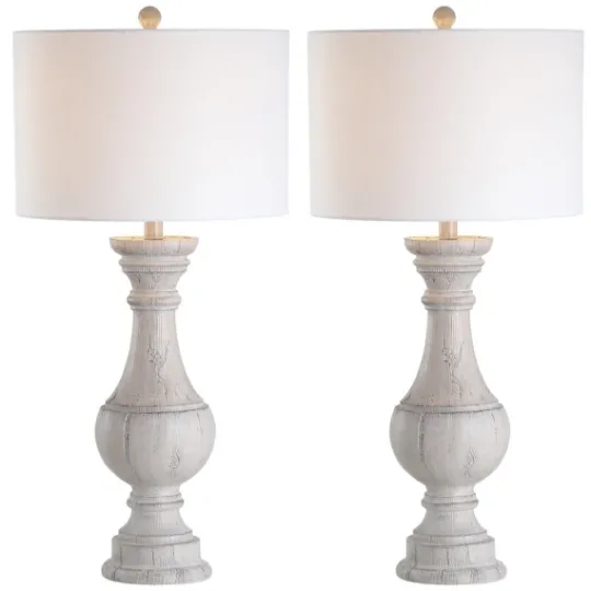 Kirkland's Home Distressed Ivory Faux Wood Table Lamps, Set Of 2- Table Lamps