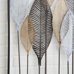 Kirkland's Home Distressed Metal Carved Leaves Wall Plaque- Wall Plaques