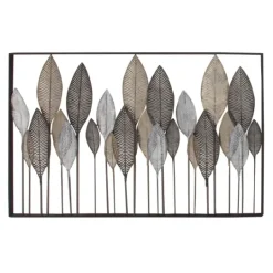 Kirkland's Home Distressed Metal Carved Leaves Wall Plaque- Wall Plaques