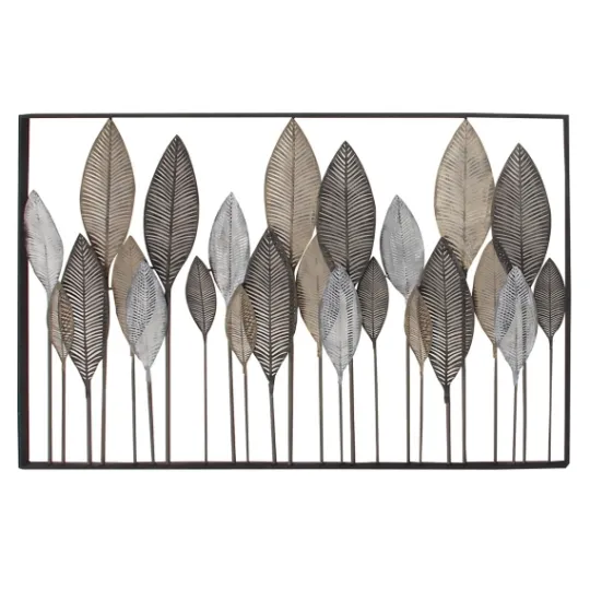 Kirkland's Home Distressed Metal Carved Leaves Wall Plaque- Wall Plaques