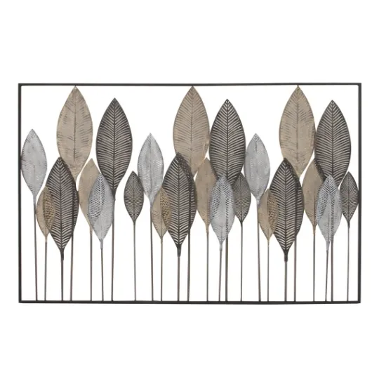 Kirkland's Home Distressed Metal Carved Leaves Wall Plaque- Wall Plaques