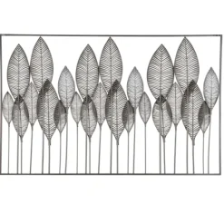 Kirkland's Home Distressed Metal Carved Leaves Wall Plaque- Wall Plaques