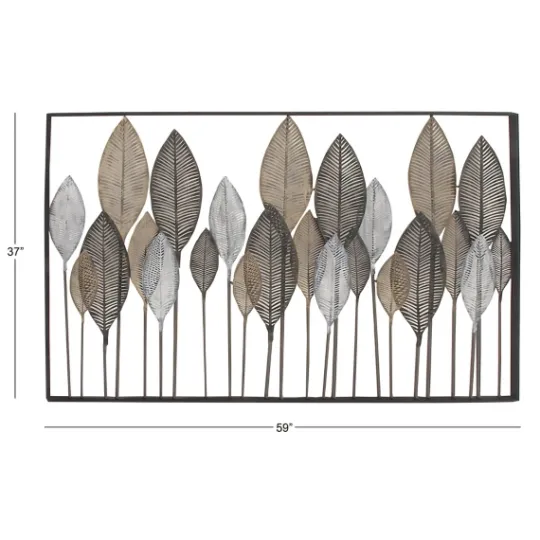 Kirkland's Home Distressed Metal Carved Leaves Wall Plaque- Wall Plaques