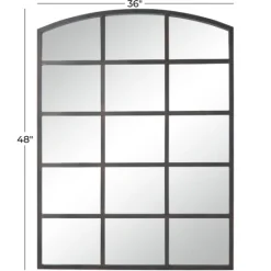 Kirkland's Home Distressed Metal Windowpane Arched Mirror- Decorative Mirrors