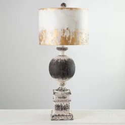 Kirkland's Home Distressed Round Black Table Lamp- Table Lamps