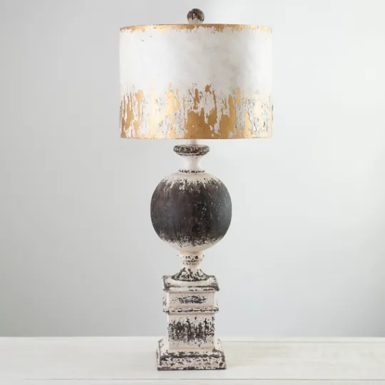 Kirkland's Home Distressed Round Black Table Lamp- Table Lamps