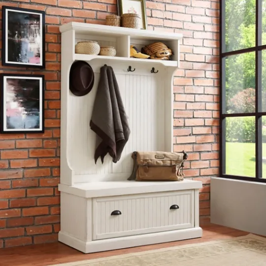 Kirkland's Home Distressed Seanan Storage Hall Tree- Entryway Furniture