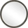 Kirkland's Home Distressed Slate Blue Wooden Round Wall Mirror- Framed Mirrors