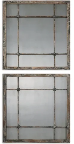 Kirkland's Home Distressed Slate Blue Wood Wall Mirrors, Set Of 2- Decorative Mirrors
