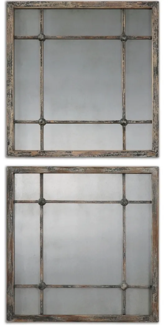 Kirkland's Home Distressed Slate Blue Wood Wall Mirrors, Set Of 2- Decorative Mirrors
