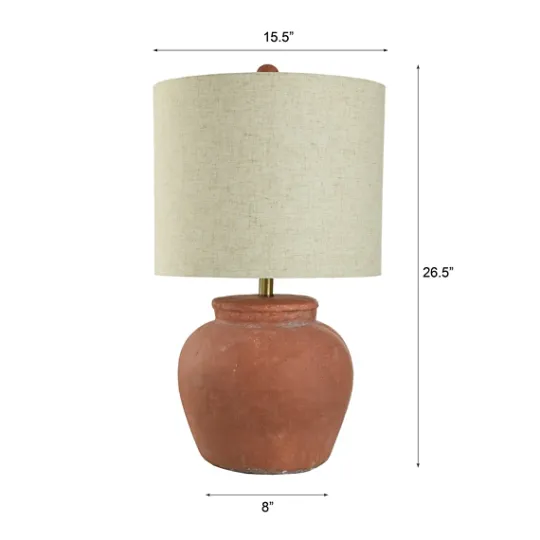 Kirkland's Home Distressed Terracotta Round Table Lamp- Table Lamps