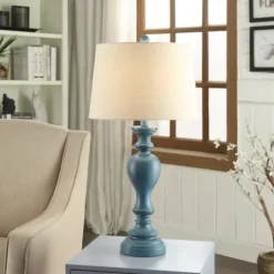 Kirkland's Home Distressed Turquoise Antique Table Lamp- Table Lamps