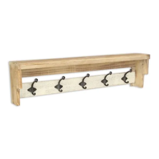 Kirkland's Home Distressed Wall Shelf With Hooks- Shelves