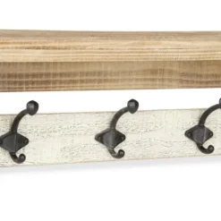Kirkland's Home Distressed Wall Shelf With Hooks- Shelves