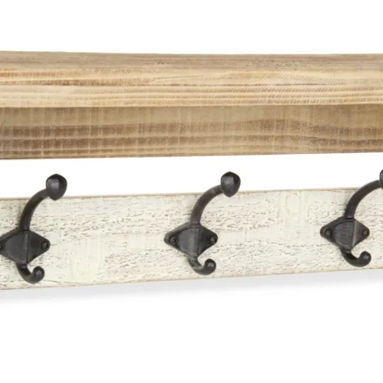 Kirkland's Home Distressed Wall Shelf With Hooks- Shelves