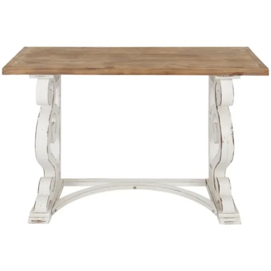 Kirkland's Home Distressed White And Brown Wood Console Table- Console Tables
