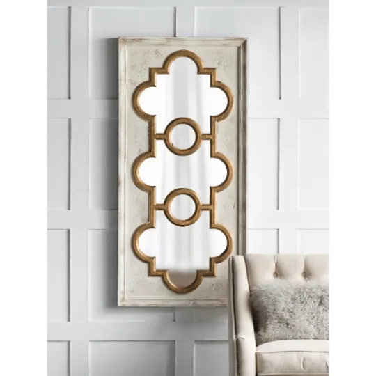 Kirkland's Home Distressed White And Gold Moroccan Mirror- Decorative Mirrors