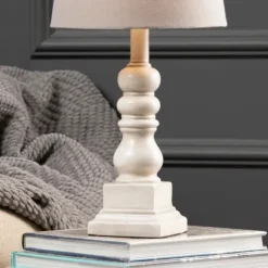 Kirkland's Home Distressed White Candlestick Table Lamp- Table Lamps
