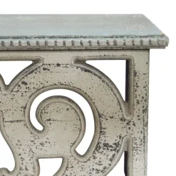 Kirkland's Home Distressed White Carved Wood Wall Shelf- Shelves