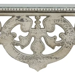 Kirkland's Home Distressed White Carved Wood Wall Shelf- Shelves