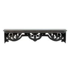 Kirkland's Home Distressed White Carved Wood Wall Shelf- Shelves