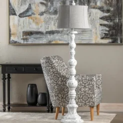 Kirkland's Home Distressed White Floor Lamp- Floor Lamps