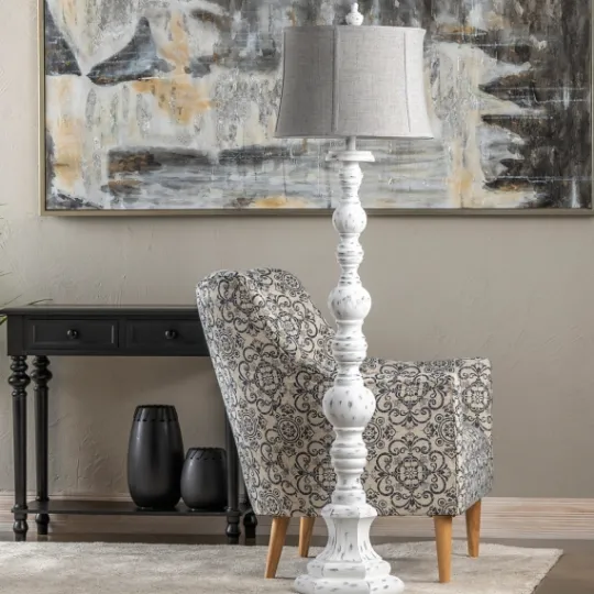 Kirkland's Home Distressed White Floor Lamp- Floor Lamps