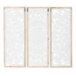 Kirkland's Home Distressed White Floral Wall Plaques, Set Of 3- Wall Plaques