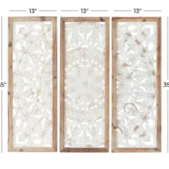 Kirkland's Home Distressed White Floral Wall Plaques, Set Of 3- Wall Plaques