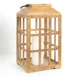 Kirkland's Home Distressed Windowpane Wood Lantern, 16 In.- Lanterns