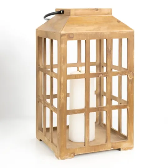 Kirkland's Home Distressed Windowpane Wood Lantern, 16 In.- Lanterns