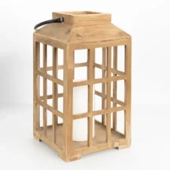 Kirkland's Home Distressed Windowpane Wood Lantern, 12 In.- Lanterns