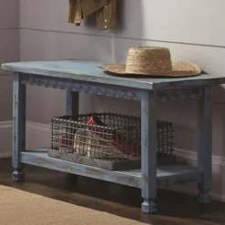 Kirkland's Home Distressed Wood Antique Bench- Benches & Ottomans