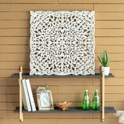 Kirkland's Home Distressed Wood Carved Wall Panels, Set Of 2- Wall Plaques