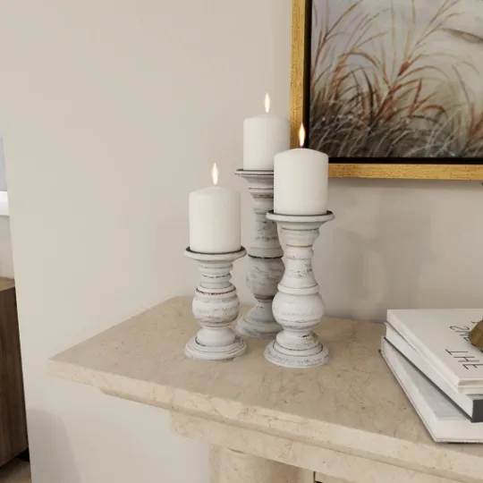 Kirkland's Home Distressed Wood 3-Pc. Candle Holder Set- Candle Holders