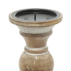 Kirkland's Home Distressed Wood Pillar Candle Holders, Set Of 3- Candle Holders