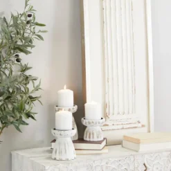 Kirkland's Home Distressed Wood Pillar Candle Holders, Set Of 3- Candle Holders